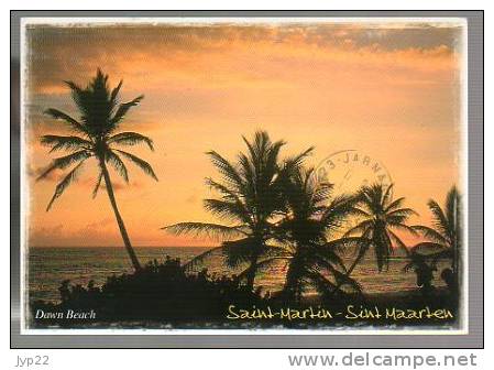 Jolie CP Antilles Guadeloupe Saint Martin Dawn Beach Coucher De Soleil - CAD St Martin 12-02-2005 - Saint Martin