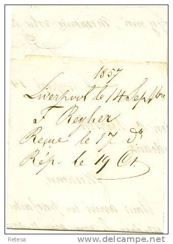 GREAT BRITAIN VOORLOPER VAN LIVERPOOL NAAR BORDEAUX 1857 ZIE SCAN - ...-1840 Prephilately