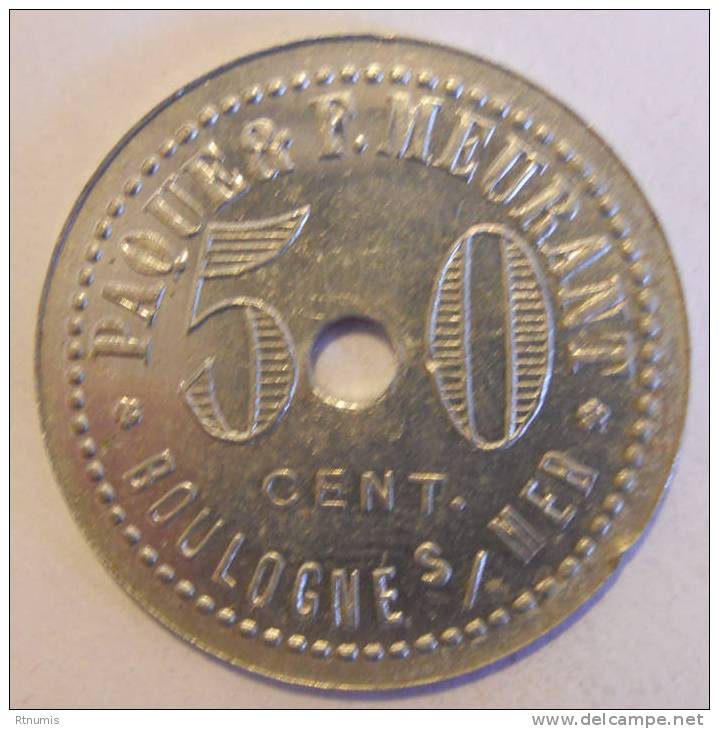 Boulogne-sur-mer 62 Aux Galeries De Paris 50 Centimes Elie 20.1 SUPERBE - Monétaires / De Nécessité