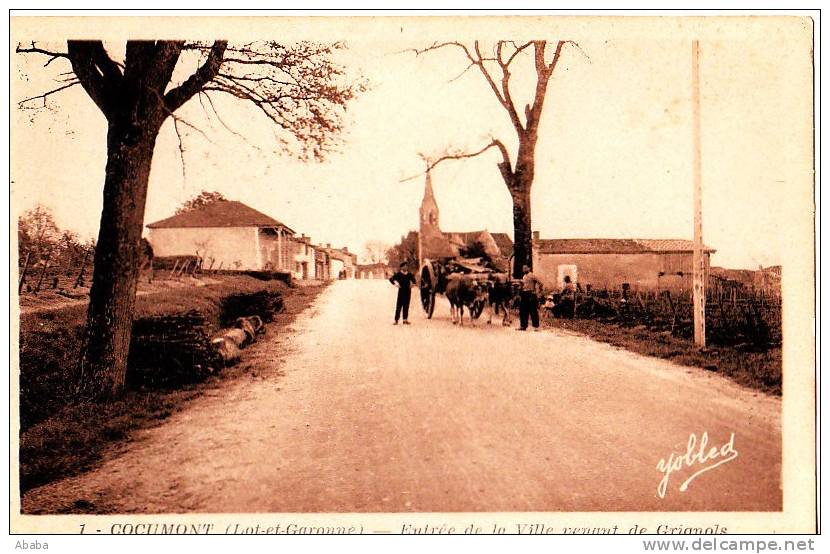 COCUMONT ENTREE DE LA VILLE VENANT DE GRIGNOLS BEL ATTELAGE - Autres & Non Classés