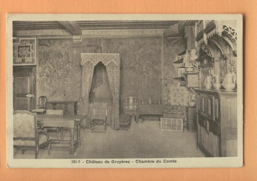 H916 Le Château De Gruyères, La Chambre Du Comte. Tampon Château De Gruyère. Morel Bulle 591 C - Bulle