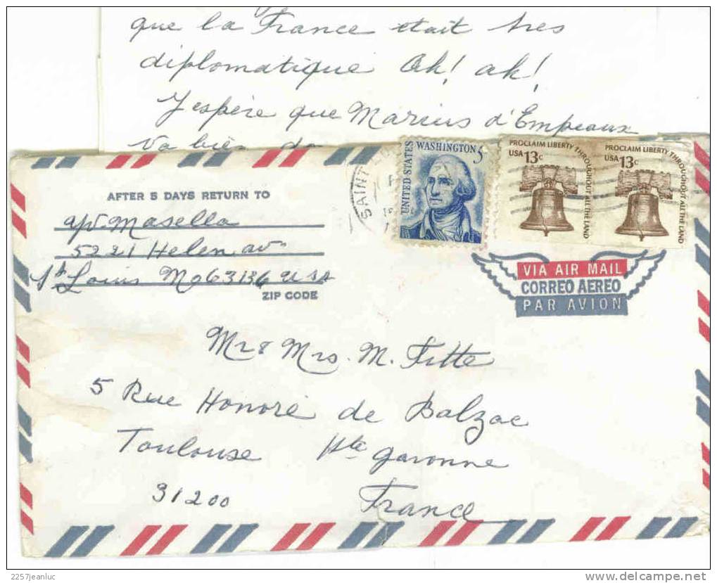 Lettre De St Louis Pour La France A Toulouse  Correspondance 1978 - Lettres & Documents