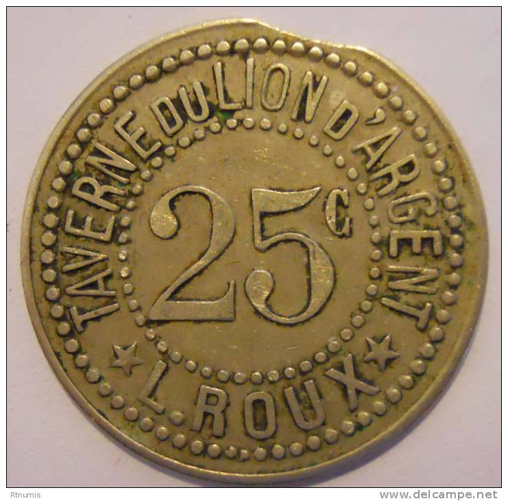 Lyon 69 Taverne Du Lion D'argent 25 Centimes Elie T.15.2 - Monetary / Of Necessity