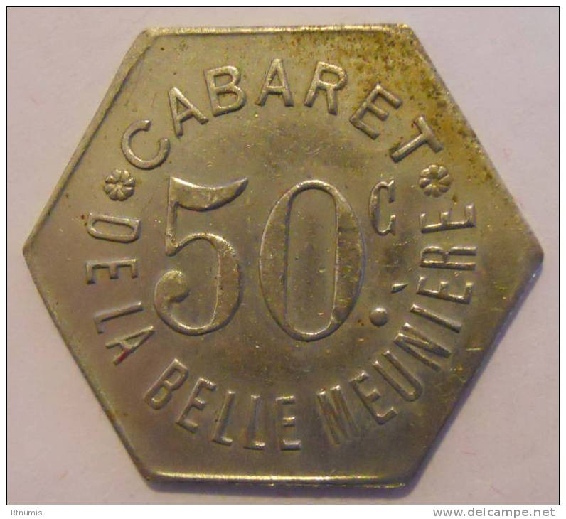 Paris 75 Cabaret De La Belle Meunière 50 Centimes Elie C.15.6 - Monetary / Of Necessity