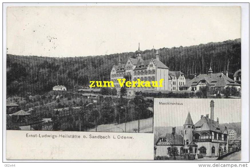 Sandbach Im Odenwald, Ernst-Ludwigs-Heilstätte, Gesamtansicht Und Maschinenhaus, Feldpost - Odenwald