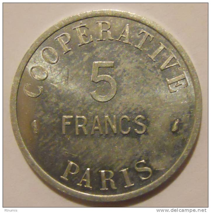 Paris 75 Coopérative 5 Francs Elie C.1055.3 SUPERBE - Notgeld