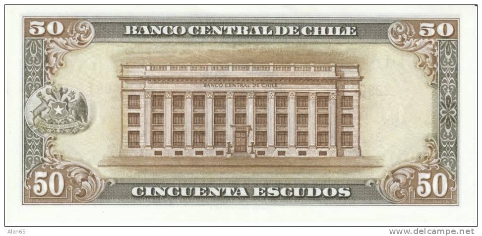 Chile 50 Escudos Series F, Krause #140b, Banknote Currency - Chile