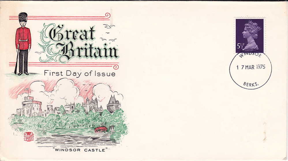 1975 5 1/2 P. Machin Issue FDC  Stuart Cachet  Unaddressed - 1971-1980 Decimal Issues