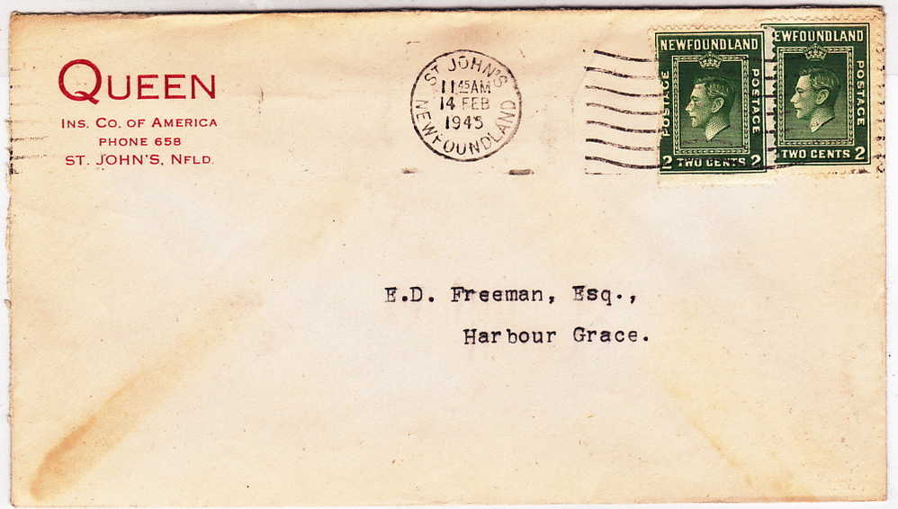 1945  Commercial Cover  Local Usage  Scott 254 X 2  (1 Damaged) - 1908-1947