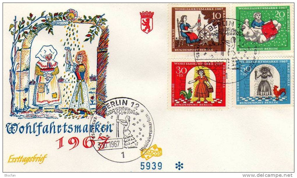 Grimms Märchen Wohlfahrt Marken 1967 Frau Holle Berlin 310/3 **, O + FDC 9€ - Sonstige & Ohne Zuordnung
