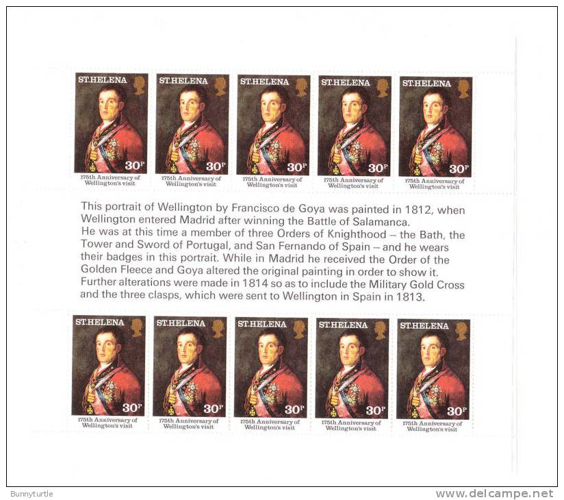 St Helena 1980 Duke Wellington's Visit To St Helena Sheet 10 Sets MNH - Saint Helena Island