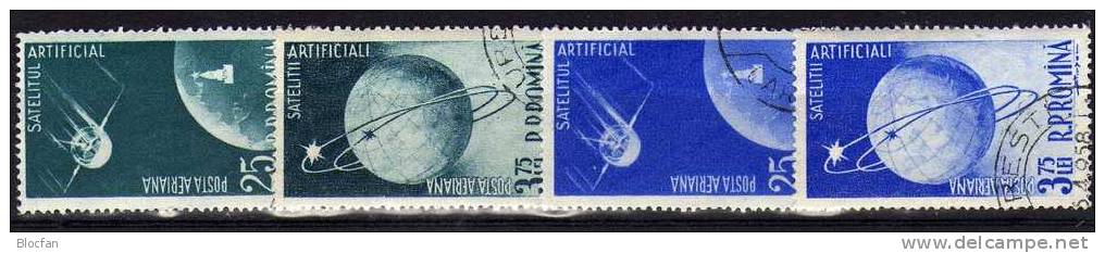 Raumfahrt 1957 USSR Start Raumflug 1.Sputnik Rumänien 1677/0+2ZD-Streifen O 14€ Kosmos Hb M/s Space Se-tenant Bf Romania - Usado