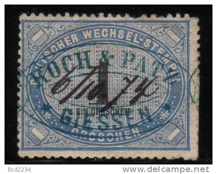 GERMANY 1873 BILL OF EXCHANGE TAX REVENUE 1 GR BLACK NUMERAL USED GIESSEN HESSE - Oblitérés