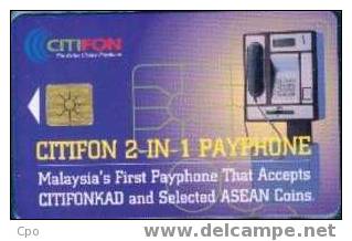 # MALAYSIA DK97003 Citifon 2 In 1 Payphone 10 Gem   Tres Bon Etat - Malaysia