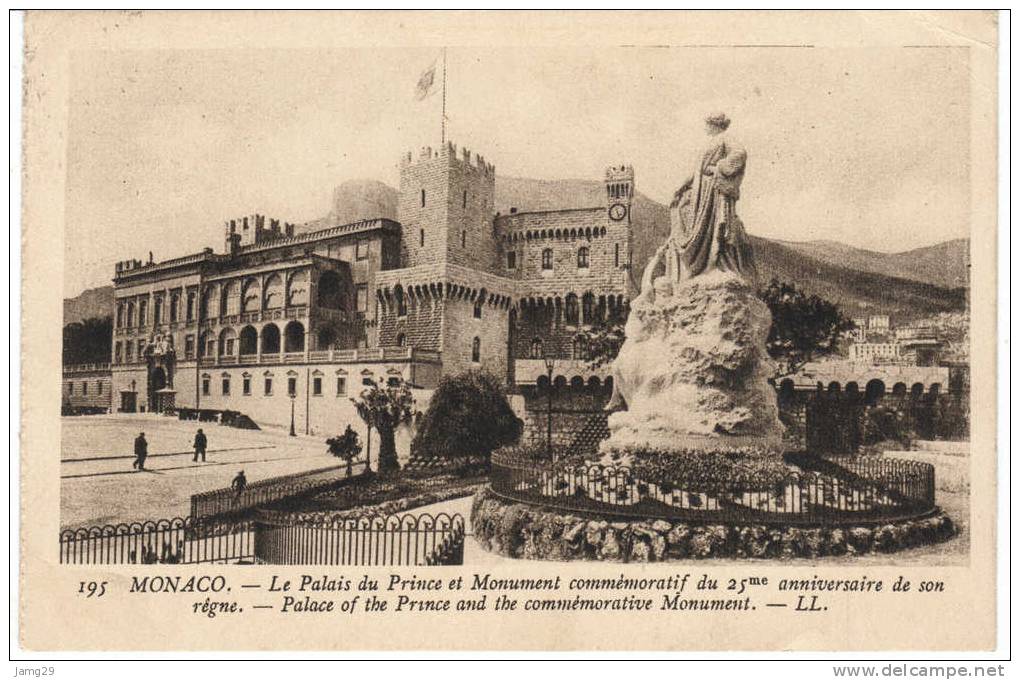 Monaco, Le Palais Du Prince Et Monument Commémoratif Du 25me Anniversaire De Son R^gne, 1928 - Palacio Del Príncipe