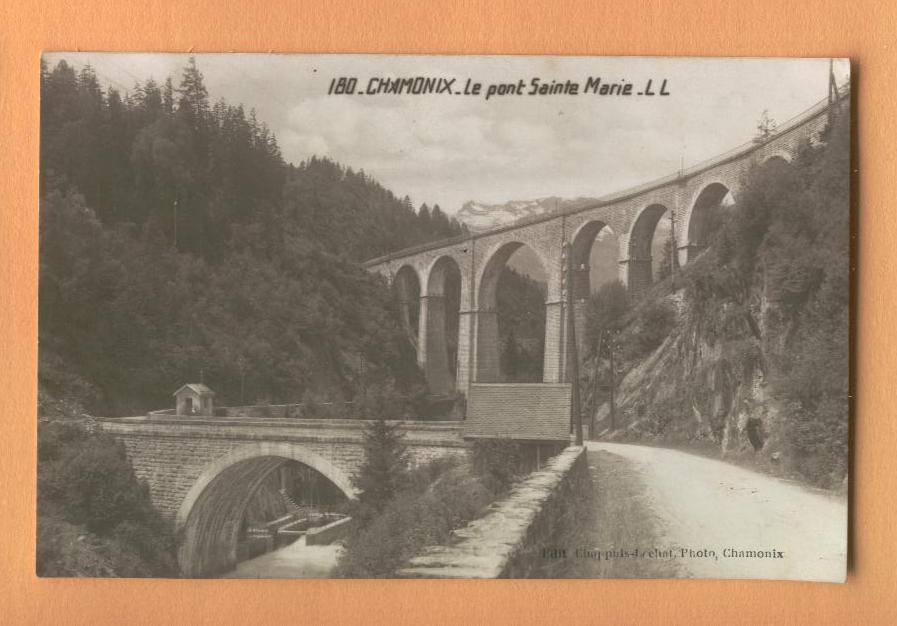 J077 Chamonix Pont Sainte-Marie SEPIA. LL 180 + Chappuis Le Chat Photo Chamonix - Chamonix-Mont-Blanc