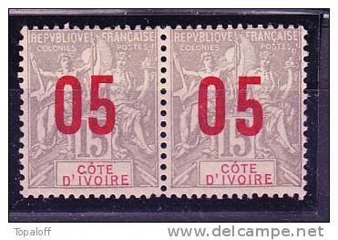 Cote D'ivoire Paire N°36 Et 36a Neufs Charnière TTB - Unused Stamps
