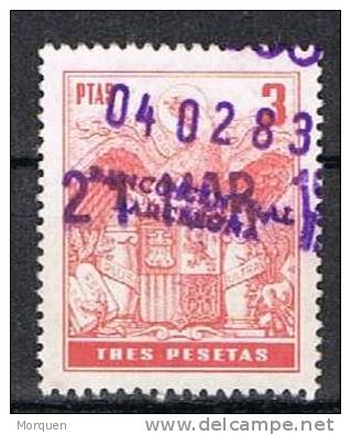 España. Poliza 3 Pts. Usada. Fiscal - Revenue Stamps