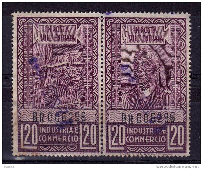 1945  Senza Fasci  - IMPOSTA SULL´ENTRATA INDUSTRIA E COMMERCIO   -  Lire 20 - Revenue Stamps