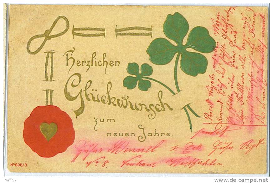 C.P.A. Tréfles à 4 Feuilles - Coeur - Cachet Postal NEUHAUS Et HELLIMER - Autres & Non Classés