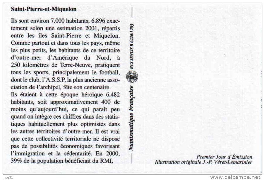 Carte Premier Jour Saint-Pierre Et Miquelon - 7/8/03 - Centenaire ASSP Football De St-Pierre - Maximumkarten