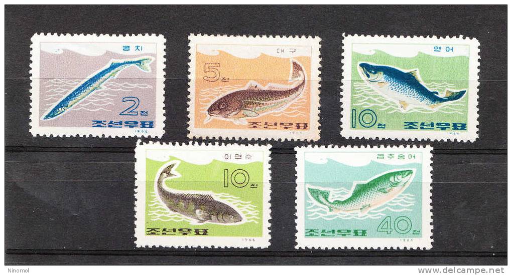 Korea  Nord   -   1966. Fishes .  Complete Series.  MNH,  Fine, - Pesci