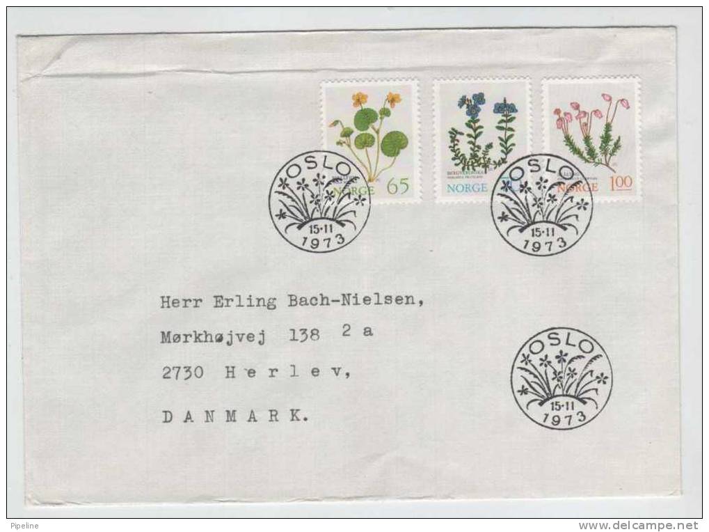 Norway FDC Flowers 15-11-1973 Sent To Denmark - FDC