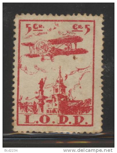 POLAND 1925 LOPP L.O.P.P. REVENUE POLISH NATIONAL AIR & ANTI-GAS DEFENCE LEAGUE FUND LABEL WARSZAWA 5 GR RED PERF - Fiscaux