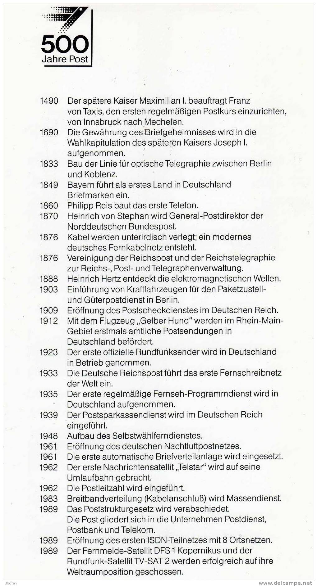 Edition 500 Jahre Post 1990 Sorgenkind Deutschland mit 26 Ausgaben o 76€ BUND/BERLIN of stamp philatelic book bf Germany