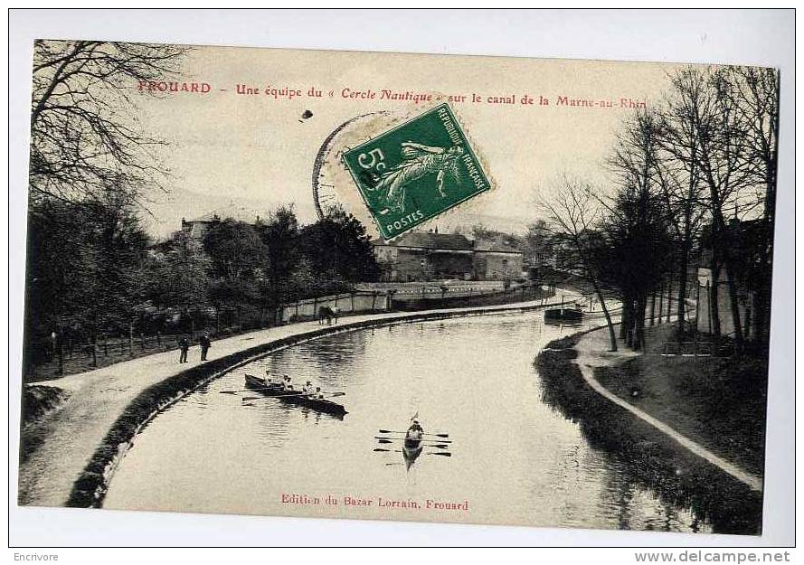 Cpa FROUARD Une Equipe Du Cercle Nautique Sur Le Canal AVIRON - Ed Bazar Lorrain - Frouard