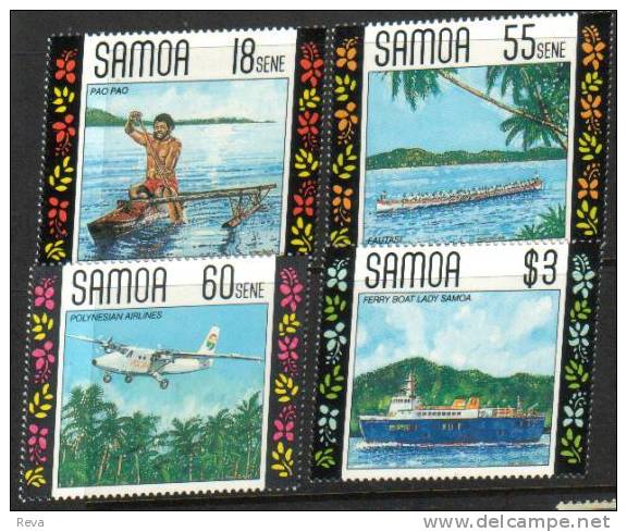 SAMOA SET OF 4 STAMPS LOCAL TRANSPORT SHIP AIRPLANE  ISSUED 31-1-1990 MLH SG840-3  SPECIAL PRICE !! READ DESCRIPTION !! - Samoa