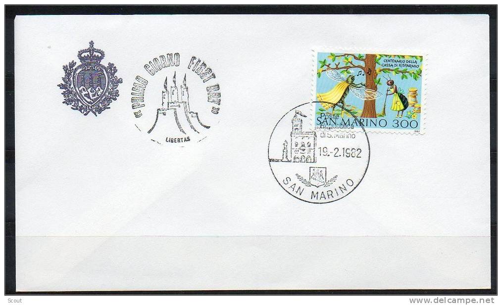 SAN MARINO - SAINT MARIN - 1982 - CENT. DELLA CASSA DI RISPARMIO - FDC - Storia Postale