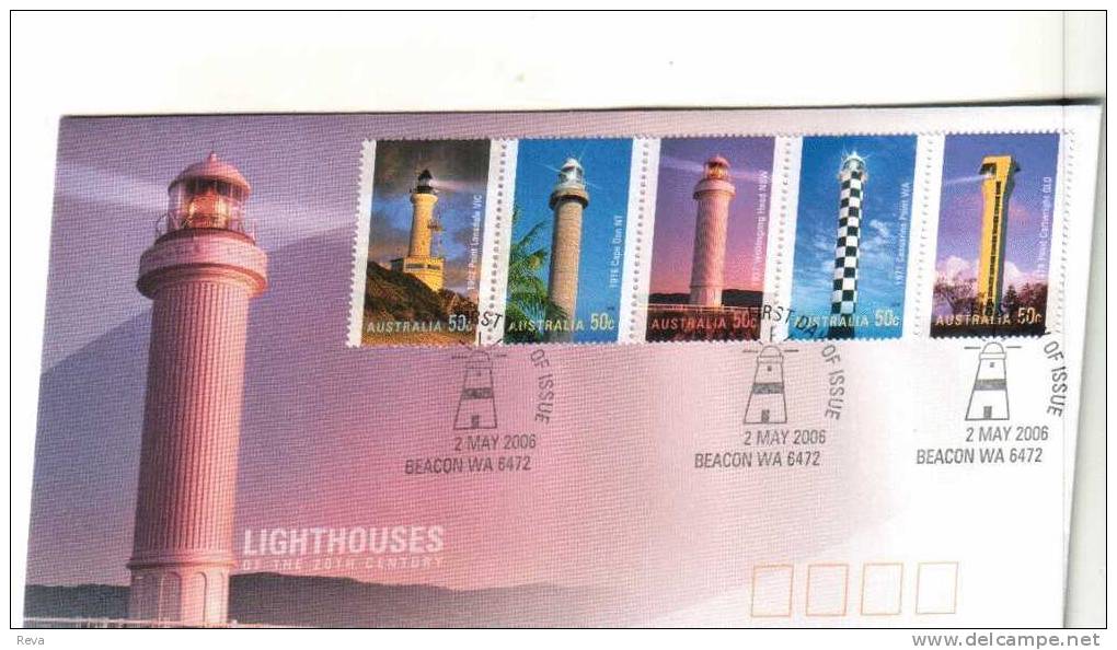 AUSTRALIA  FDC LIGHTHOUSES OF 20TH CENTURY  5 STAMPS   DATED 2-05-2006 CTO SG? READ DESCRIPTION !! - Brieven En Documenten