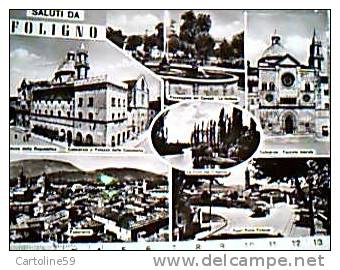 FOLIGNO  SALUTI E VEDUTE  VB1958 CH661 PIEGATA - Foligno