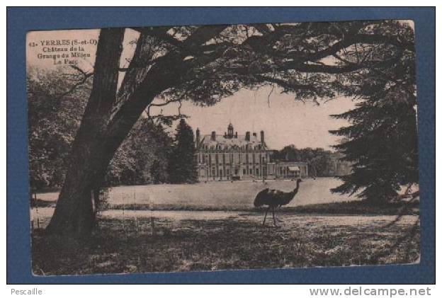 91 ESSONNE - CP YERRES - CHATEAU DE LA GRANGE DU MILIEU - LE PARC - OISEAU NANDOU ?- M. MULLARD CUVILLIERS Succr YERRES - Yerres