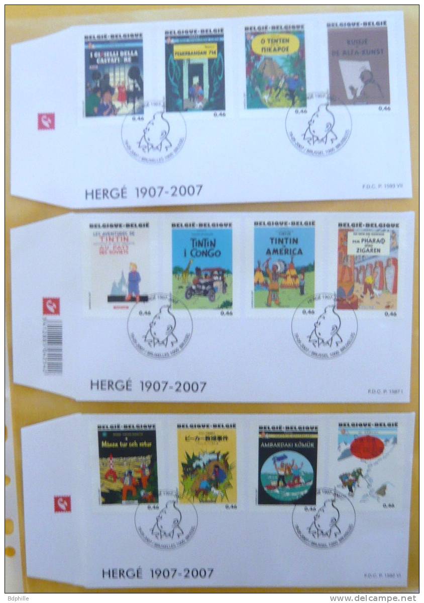 TINTIN  LOT  DE 6 ENVELOPPES ANNIVERSAIRE HERGE 1907 - 2007 (les 24 Couvertures) - Covers