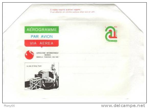 1982 Aerogramma Esposizione Sull´energia, A Knoxville Un.AG16- Sas.AG16 - Cei AG15 - Interi Postali