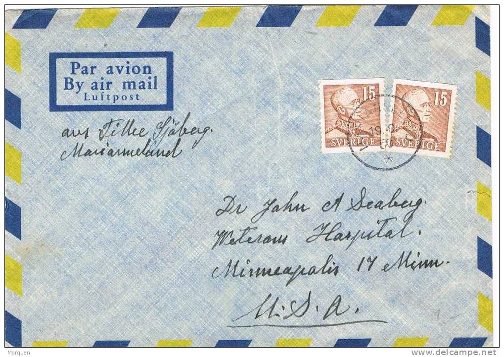 Carta Aerea MARIANNELUNG (Suecia) 1950 - Cartas & Documentos