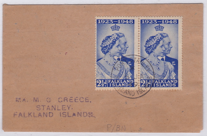 1949 Local Letter  SG 166 X 2 - Falkland