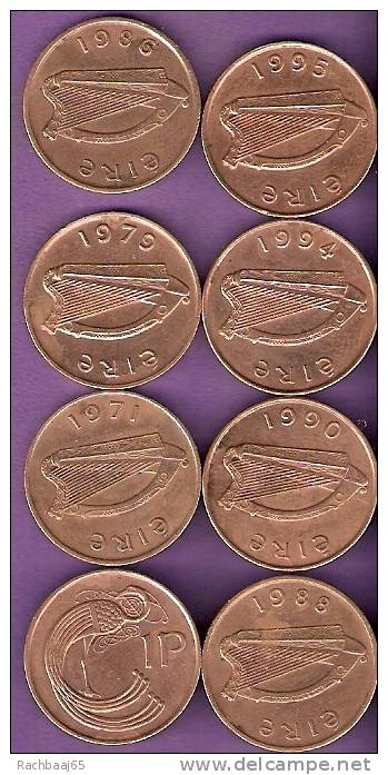 IRLANDE 1 P  LOT DE 7 PIECE DE 1971 A 1995 - Irlanda