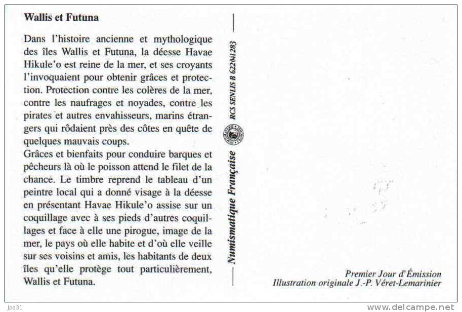 Carte Premier Jour Wallis Et Futuna - Mata-Utu 08/01/04 - Déesse Havea Hikule'o, Reine De La Mer - Maximumkaarten