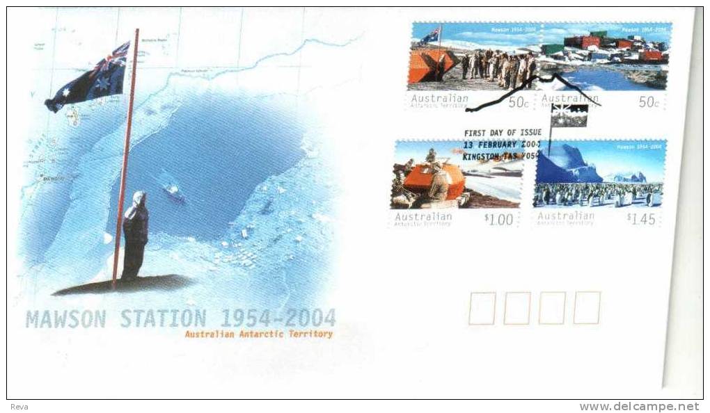 AUSTRALIA  FDC ANTARCTIC TERRITORY  MAWSON STATION PENGUIN BIRD  4 STAMPS  DATED 13-02-2004 CTO SG? READ DESCRIPTION !! - Covers & Documents