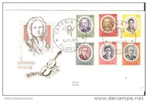 35125)lettera F.d.c. Serie Personaggi Illustri Con 6x100£ + Annullo - 1971-80: Storia Postale