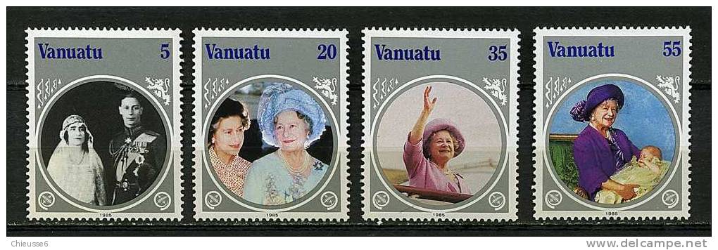 Vanuatu ** N° 714 à 717 - 85e Ann. De La Reine-mère Elizabeth - Vanuatu (1980-...)