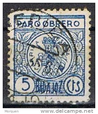 Guerra Civil. Paro Obrero BADAJOZ 5 Cts Azul - Spanish Civil War Labels