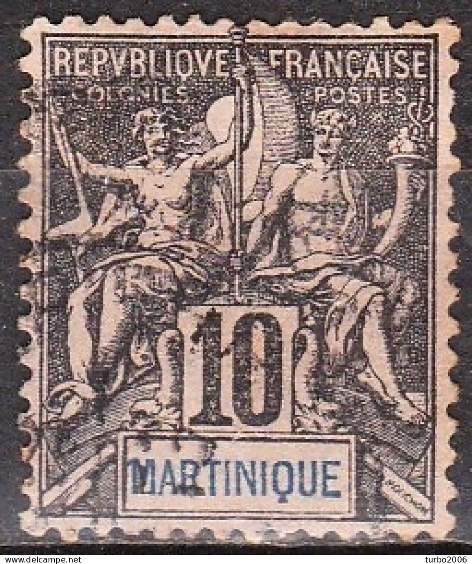 Martinique 1892 10 Centimes Noir Sur Lilas Y & T 35 - Gebraucht