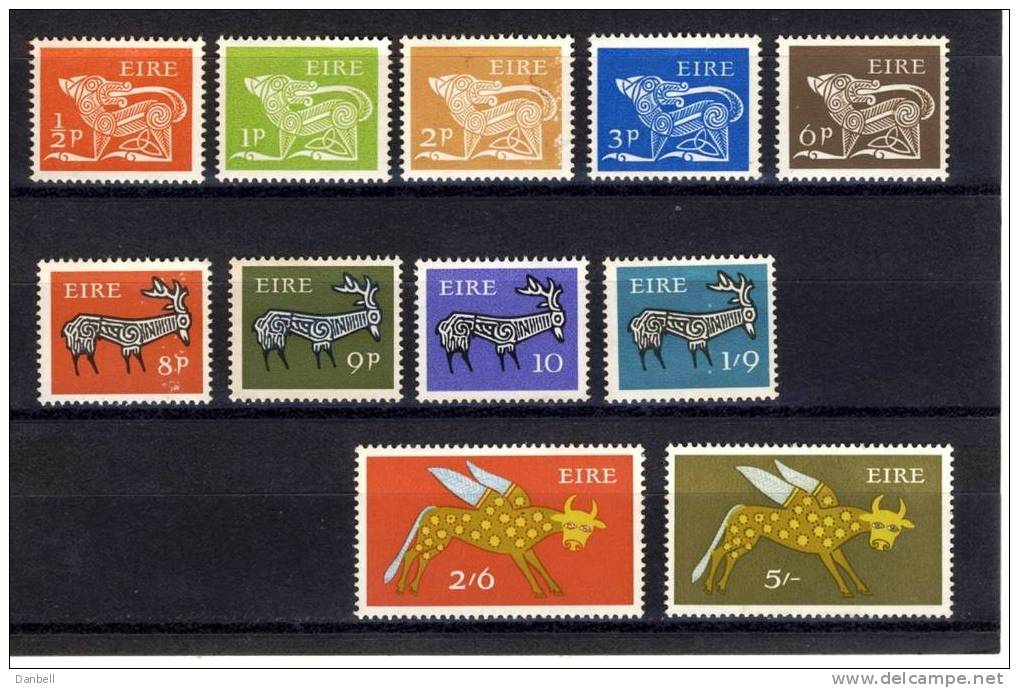 IRL01) EIRE 1968 - ANIMALI SIMBOLICI  -Serietta 11 Val. F.2 MNH** - Nuovi