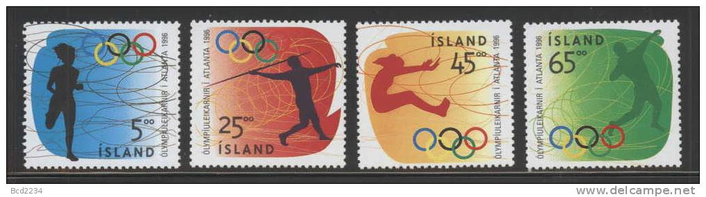 ICELAND ISLAND 1996 SUMMER OLYMPICS ATLANTA USA SET OF 4 NHM (**) RUNNING JAVELIN LONG-JUMP SHOT-PUT ATHLETICS Sports - Summer 1996: Atlanta