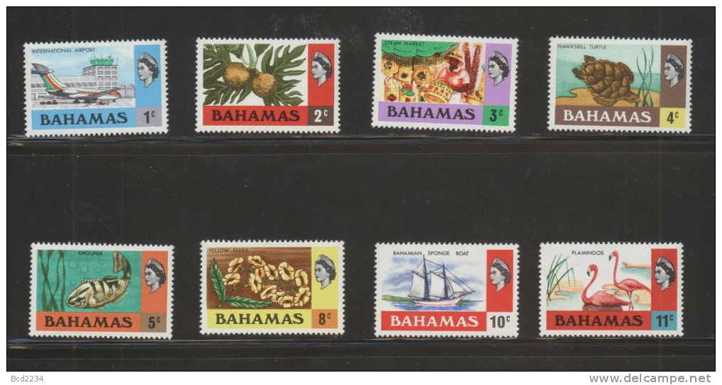 BAHAMAS 1971 SET OF 15 DEFINITIVES VARIOUS FLOWERS ANIMALS SET OF 15 LHM (*) Planes Ships Reptiles - Bahama's (1973-...)