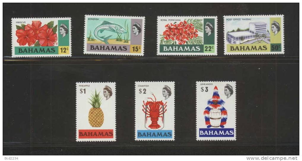 BAHAMAS 1971 SET OF 15 DEFINITIVES VARIOUS FLOWERS ANIMALS SET OF 15 LHM (*) Planes Ships Reptiles - Bahama's (1973-...)